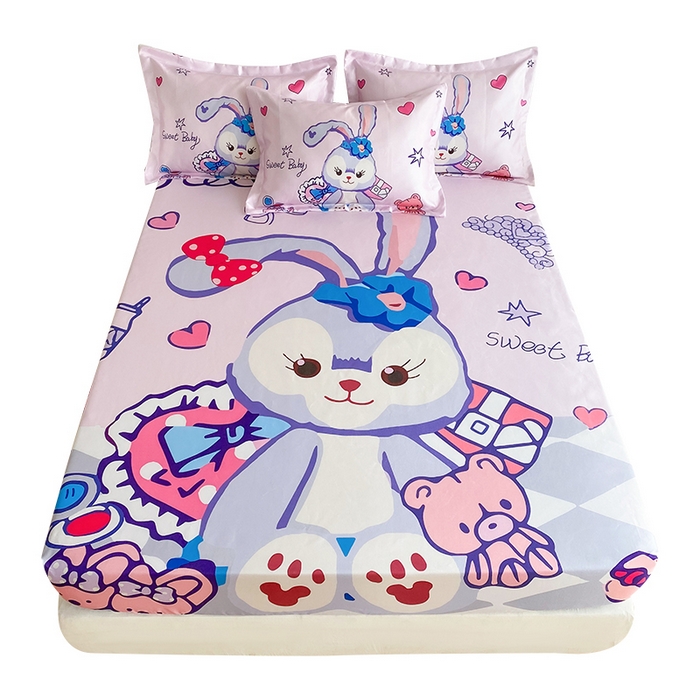 91家纺网 家纺一手货源 找家纺 一电 2025新款跨境电商外贸夏季卡通冰丝凉席床笠可水洗学生宿舍单人空调席子 冰冰星黛露