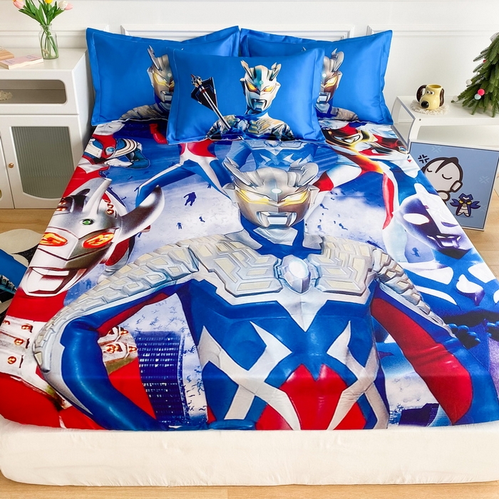 91家纺网 家纺一手货源 找家纺 一电 2025新款跨境电商外贸夏季卡通冰丝凉席床笠可水洗学生宿舍单人空调席子 奥特家族