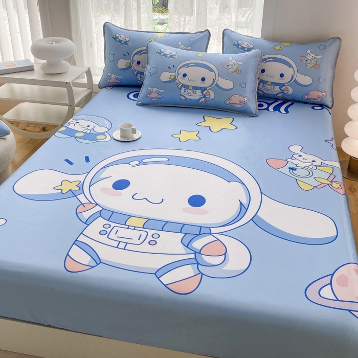 91家纺网 家纺一手货源 找家纺 一电 2025新款跨境电商外贸夏季卡通冰丝凉席床笠可水洗学生宿舍单人空调席子 太空玉桂狗