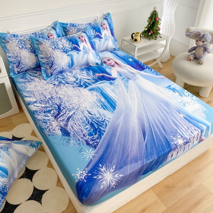 91家纺网 家纺一手货源 找家纺 一电 2025新款跨境电商外贸夏季卡通冰丝凉席床笠可水洗学生宿舍单人空调席子 皇后