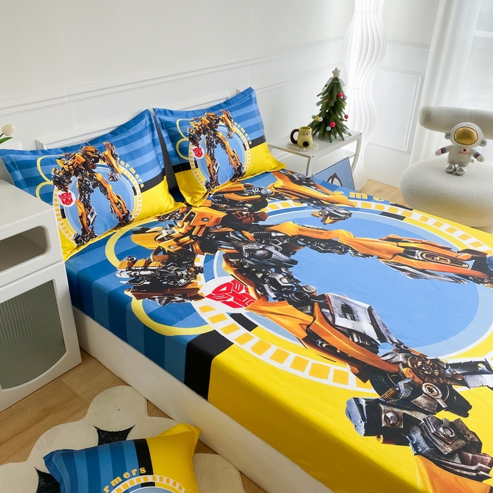 91家纺网 家纺一手货源 找家纺 一电 2025新款跨境电商外贸夏季卡通冰丝凉席床笠可水洗学生宿舍单人空调席子 黄蜂机器人