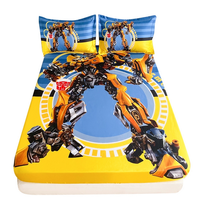 91家纺网 家纺一手货源 找家纺 一电 2025新款跨境电商外贸夏季卡通冰丝凉席床笠可水洗学生宿舍单人空调席子 黄蜂机器人