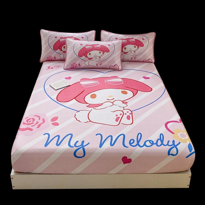 91家纺网 家纺一手货源 找家纺 一电 2025新款跨境电商外贸夏季卡通冰丝凉席床笠可水洗学生宿舍单人空调席子 咪咪美乐