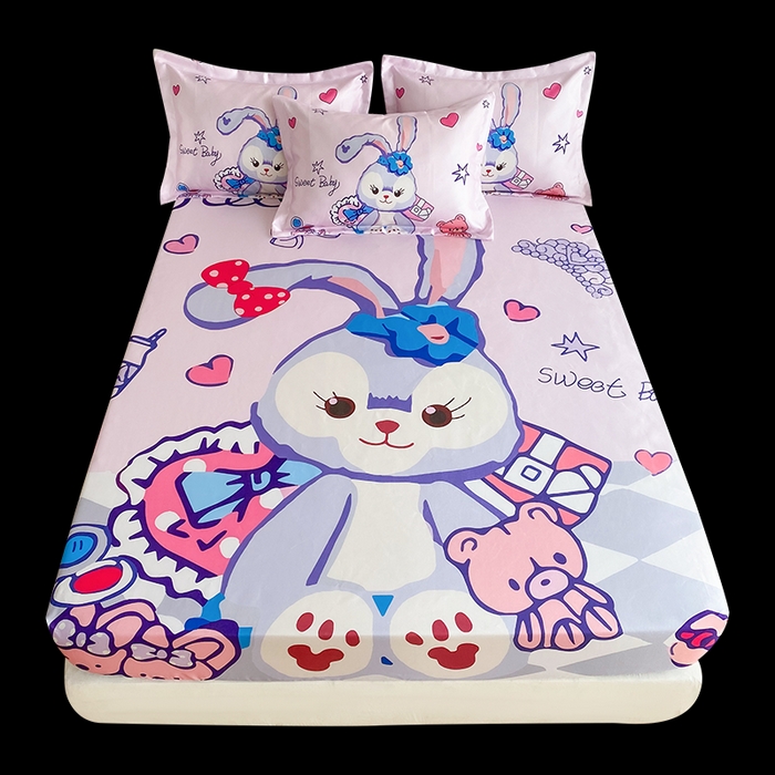 91家纺网 家纺一手货源 找家纺 一电 2025新款跨境电商外贸夏季卡通冰丝凉席床笠可水洗学生宿舍单人空调席子 冰冰星黛露