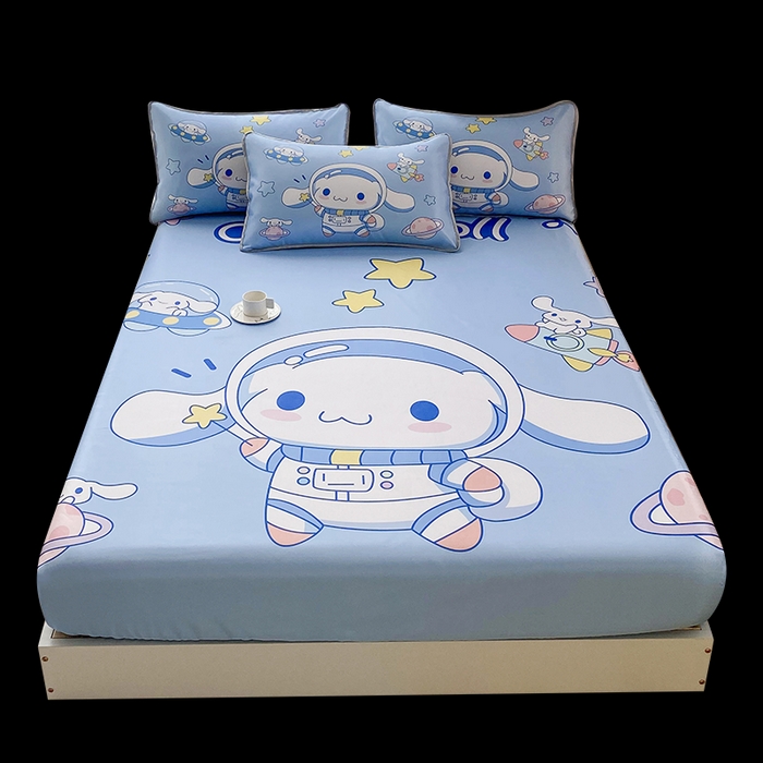 91家纺网 家纺一手货源 找家纺 一电 2025新款跨境电商外贸夏季卡通冰丝凉席床笠可水洗学生宿舍单人空调席子 太空玉桂狗