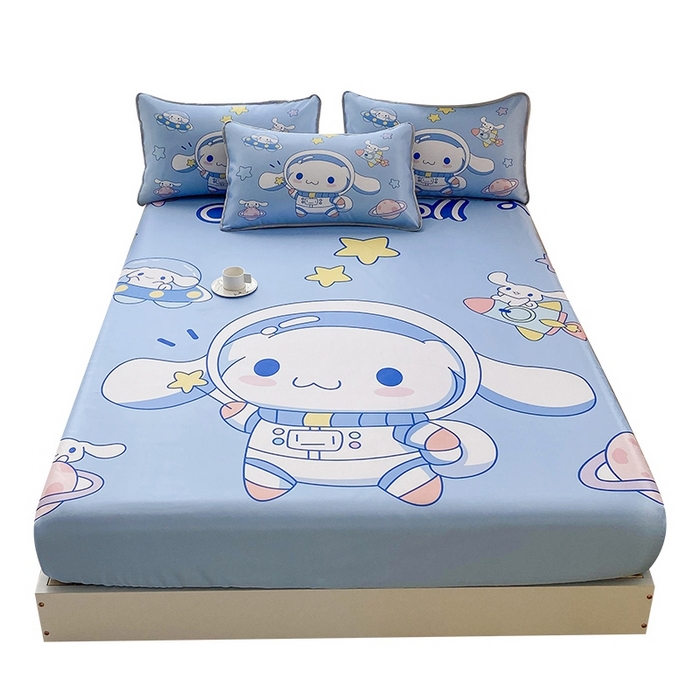 91家纺网 家纺一手货源 找家纺 一电 2025新款跨境电商外贸夏季卡通冰丝凉席床笠可水洗学生宿舍单人空调席子 太空玉桂狗