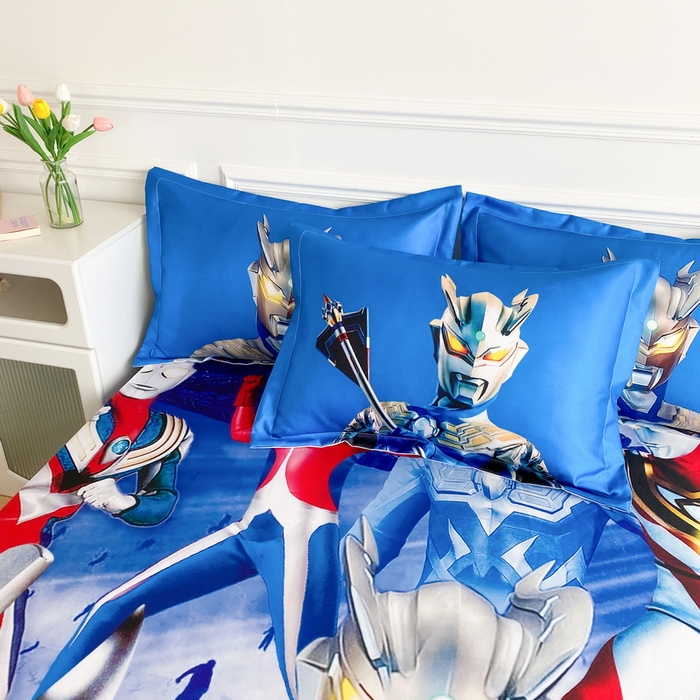 91家纺网 家纺一手货源 找家纺 一电 2025新款跨境电商外贸夏季卡通冰丝凉席床笠可水洗学生宿舍单人空调席子 奥特家族