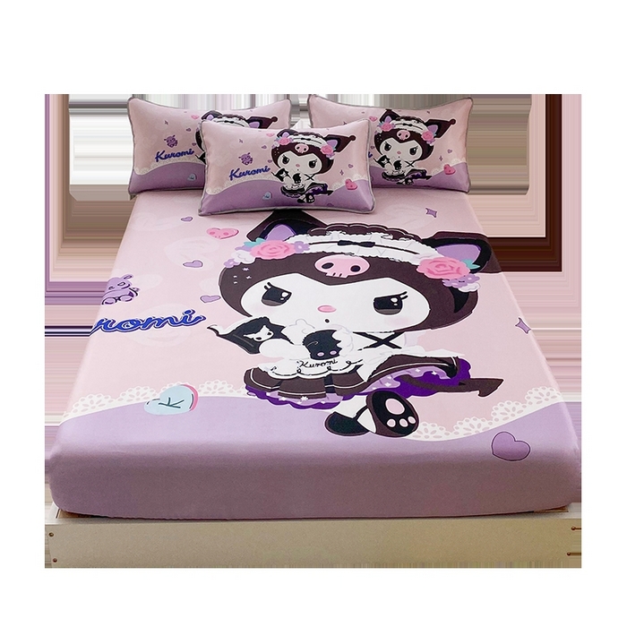 91家纺网 家纺一手货源 找家纺 一电 2025新款跨境电商外贸夏季卡通冰丝凉席床笠可水洗学生宿舍单人空调席子 公主库洛米