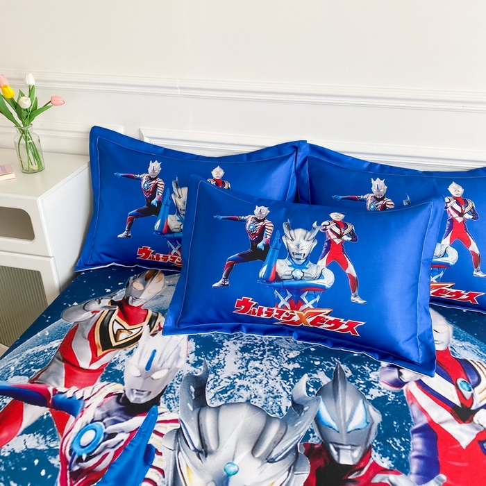 91家纺网 家纺一手货源 找家纺 一电 2025新款跨境电商外贸夏季卡通冰丝凉席床笠可水洗学生宿舍单人空调席子 奥特警卫队