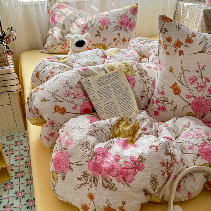 91家纺网 家纺一手货源 找家纺 花伞家居 2025新款印花双层纱四件套（提供买家秀） 繁花