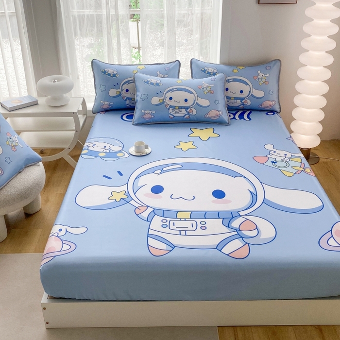 91家纺网 家纺一手货源 找家纺 一电 2025新款跨境电商外贸夏季卡通冰丝凉席床笠可水洗学生宿舍单人空调席子 太空玉桂狗