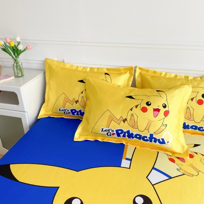 91家纺网 家纺一手货源 找家纺 一电 2025新款跨境电商外贸夏季卡通冰丝凉席床笠可水洗学生宿舍单人空调席子 淘气皮卡丘