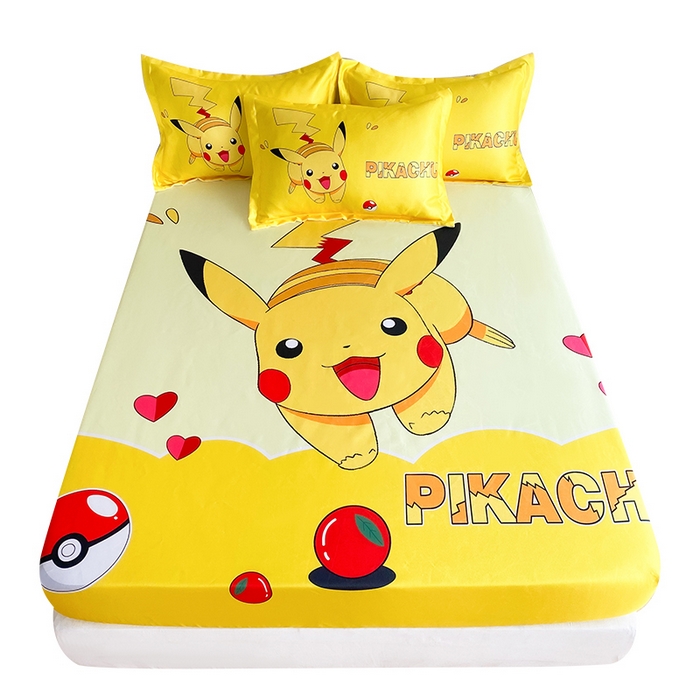 91家纺网 家纺一手货源 找家纺 一电 2025新款跨境电商外贸夏季卡通冰丝凉席床笠可水洗学生宿舍单人空调席子 奔跑皮卡丘