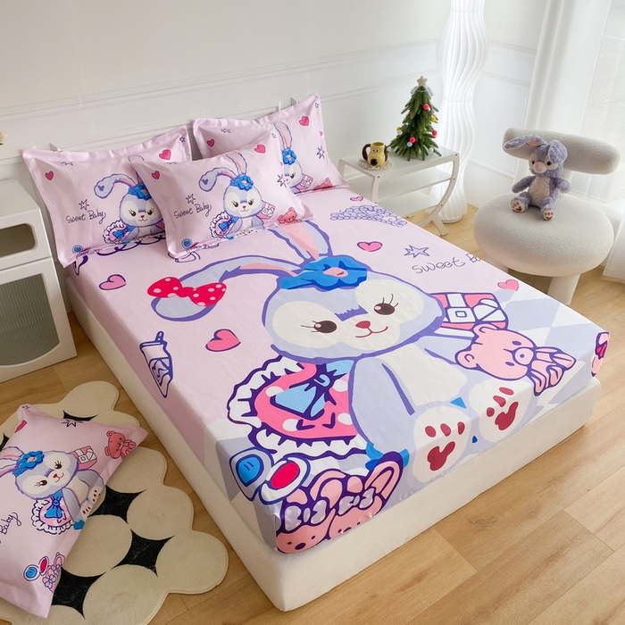 91家纺网 家纺一手货源 找家纺 一电 2025新款跨境电商外贸夏季卡通冰丝凉席床笠可水洗学生宿舍单人空调席子 冰冰星黛露