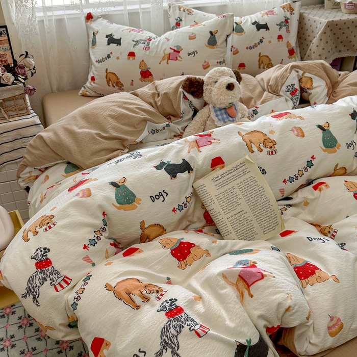 花伞家居 2025新款印花双层纱四件套（提供买家秀） 狗狗的家