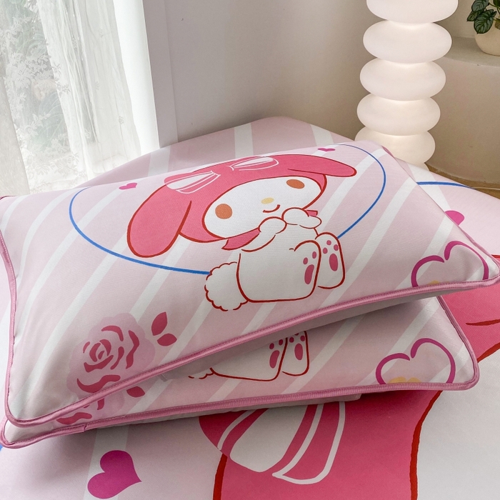 91家纺网 家纺一手货源 找家纺 一电 2025新款跨境电商外贸夏季卡通冰丝凉席床笠可水洗学生宿舍单人空调席子 咪咪美乐