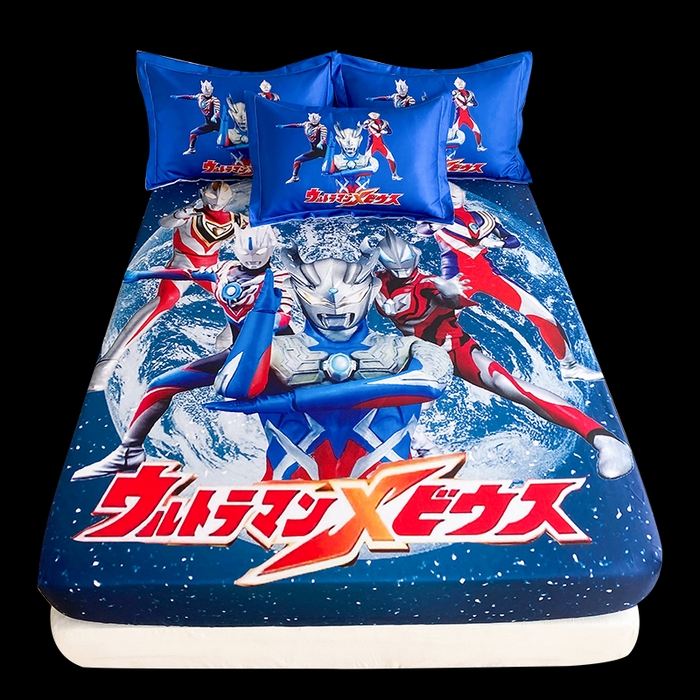 91家纺网 家纺一手货源 找家纺 一电 2025新款跨境电商外贸夏季卡通冰丝凉席床笠可水洗学生宿舍单人空调席子 奥特警卫队