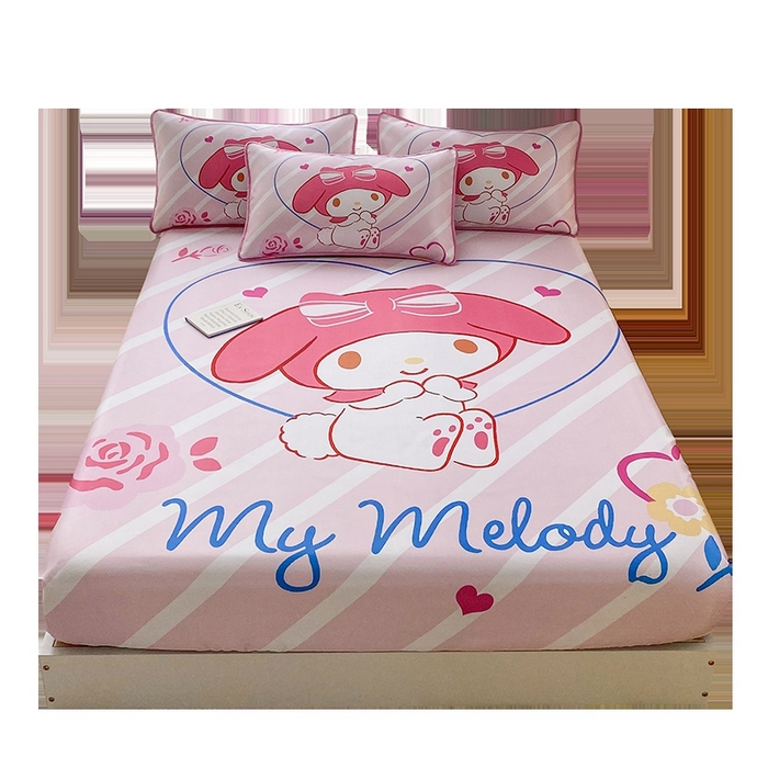 91家纺网 家纺一手货源 找家纺 一电 2025新款跨境电商外贸夏季卡通冰丝凉席床笠可水洗学生宿舍单人空调席子 咪咪美乐