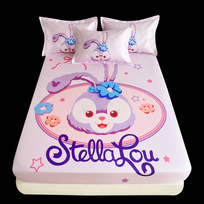 91家纺网 家纺一手货源 找家纺 一电 2025新款跨境电商外贸夏季卡通冰丝凉席床笠可水洗学生宿舍单人空调席子 可爱星黛露