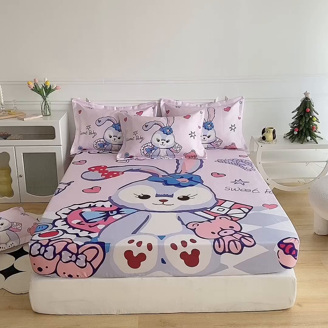 91家纺网 家纺一手货源 找家纺 一电 2025新款跨境电商外贸夏季卡通冰丝凉席床笠可水洗学生宿舍单人空调席子 冰冰星黛露