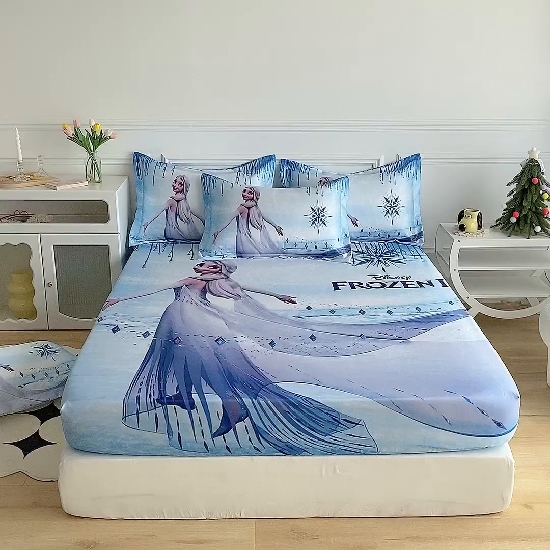 91家纺网 家纺一手货源 找家纺 一电 2025新款跨境电商外贸夏季卡通冰丝凉席床笠可水洗学生宿舍单人空调席子 女王