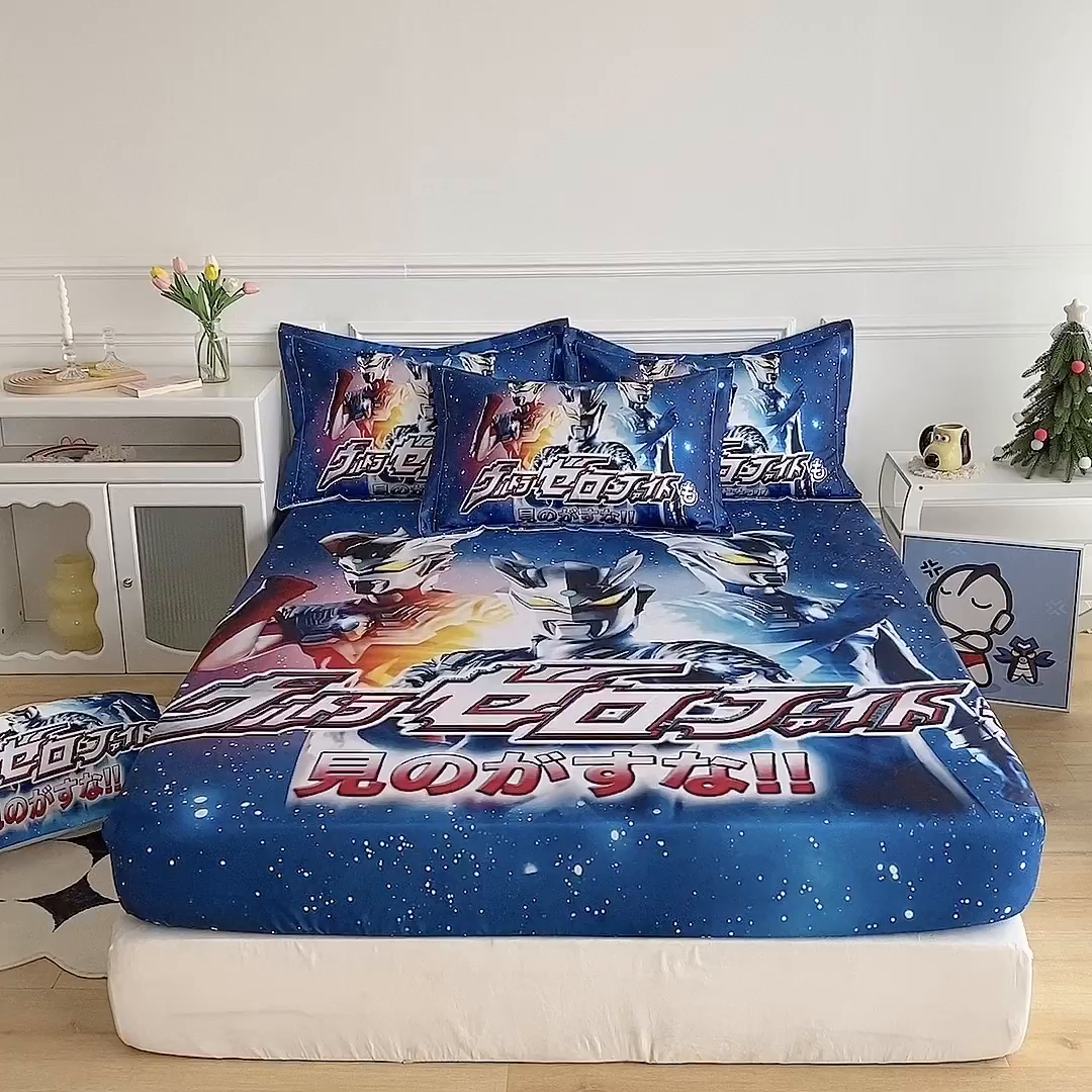 91家纺网 家纺一手货源 找家纺 一电 2025新款跨境电商外贸夏季卡通冰丝凉席床笠可水洗学生宿舍单人空调席子 赛罗