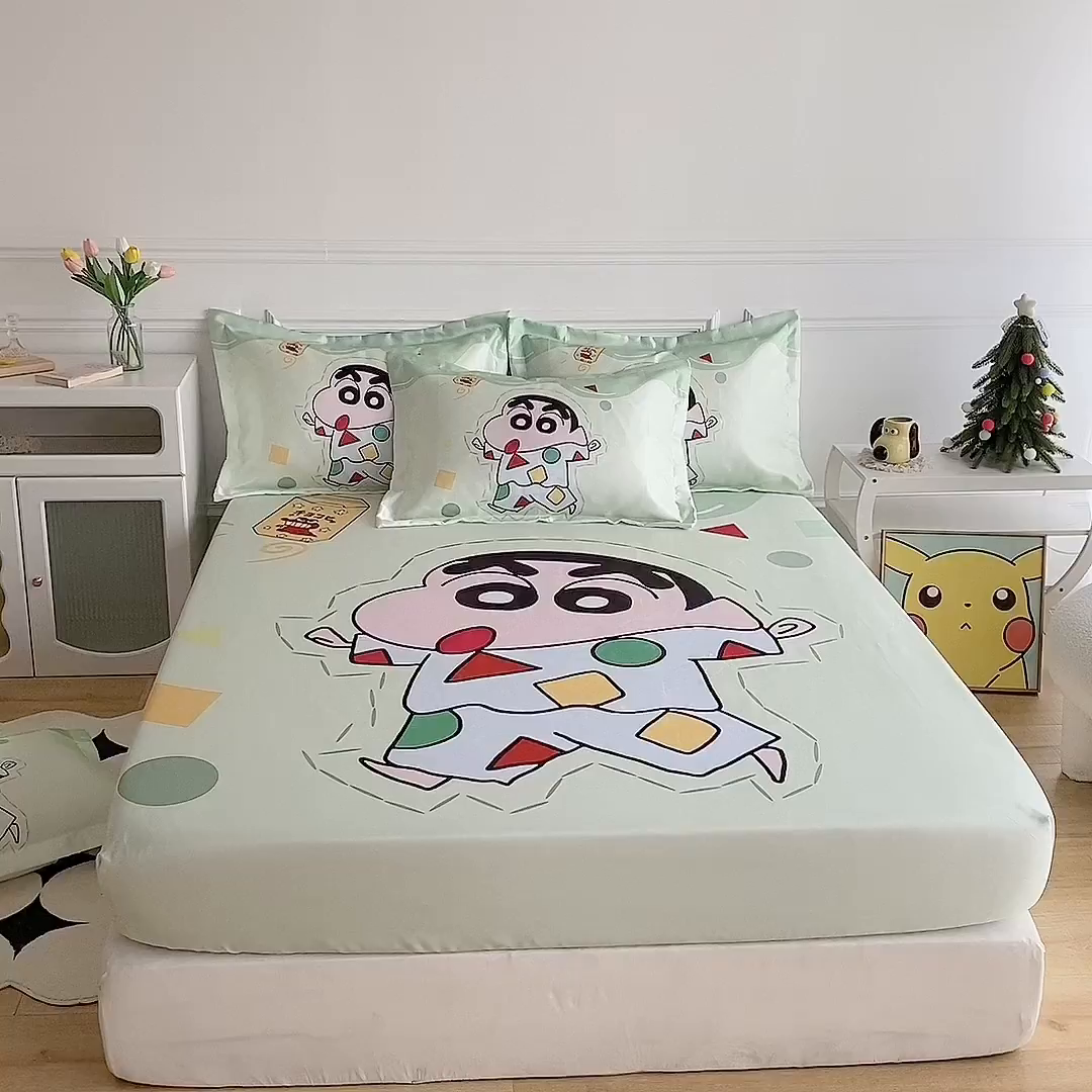 91家纺网 家纺一手货源 找家纺 一电 2025新款跨境电商外贸夏季卡通冰丝凉席床笠可水洗学生宿舍单人空调席子 小新