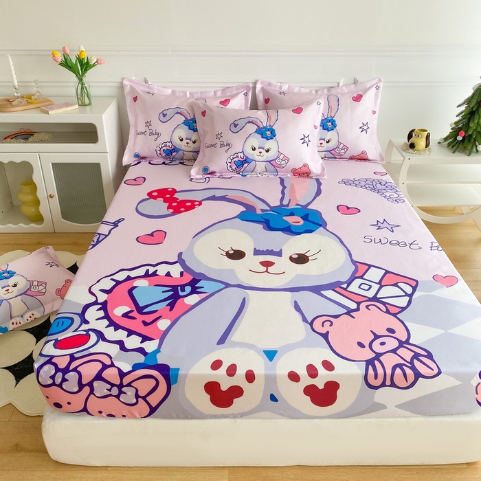 91家纺网 家纺一手货源 找家纺 一电 2025新款跨境电商外贸夏季卡通冰丝凉席床笠可水洗学生宿舍单人空调席子 冰冰星黛露