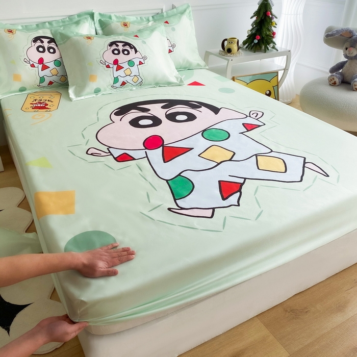 91家纺网 家纺一手货源 找家纺 一电 2025新款跨境电商外贸夏季卡通冰丝凉席床笠可水洗学生宿舍单人空调席子 小新