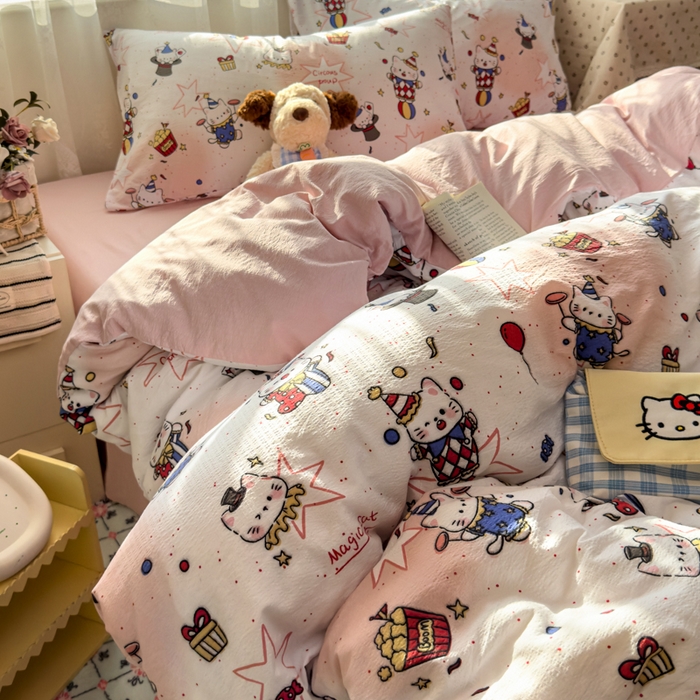 花伞家居 2025新款印花双层纱四件套（提供买家秀） 马戏团