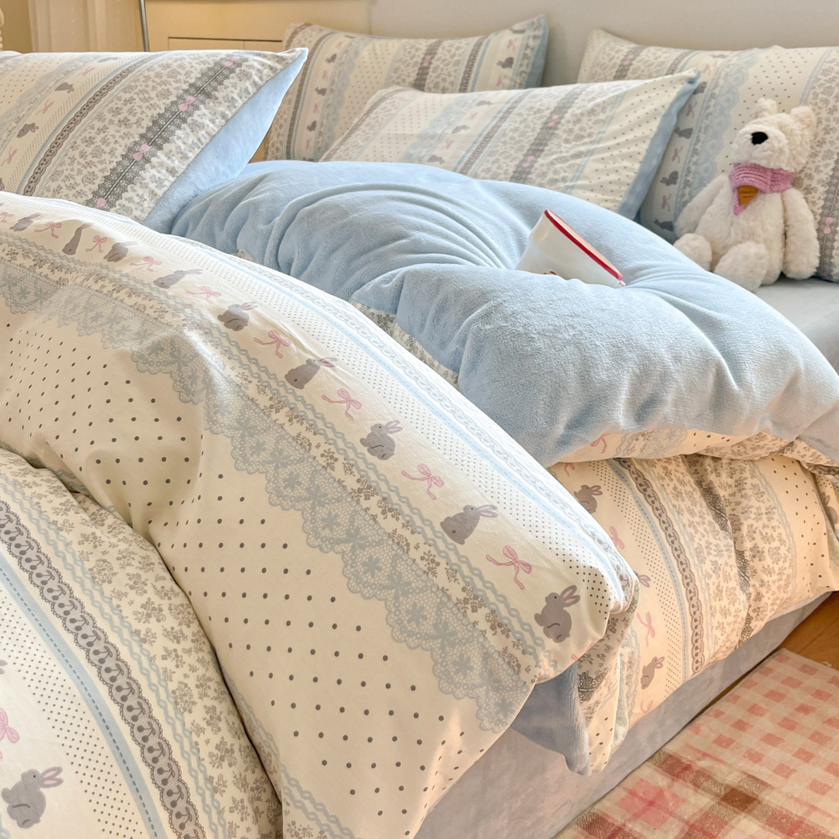 91家纺网 家纺一手货源 找家纺 （总）麦伦家居 2025秋冬新款多功能床品全棉+牛奶绒印花四件套