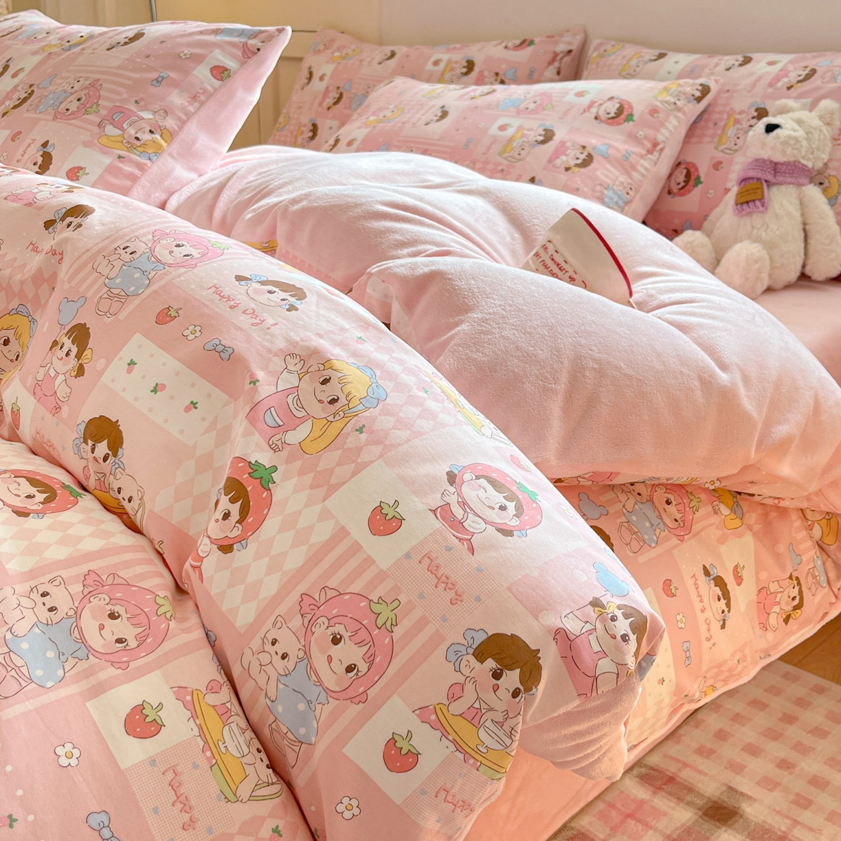 91家纺网 家纺一手货源 找家纺 （总）麦伦家居 2025秋冬新款多功能床品全棉+牛奶绒印花四件套