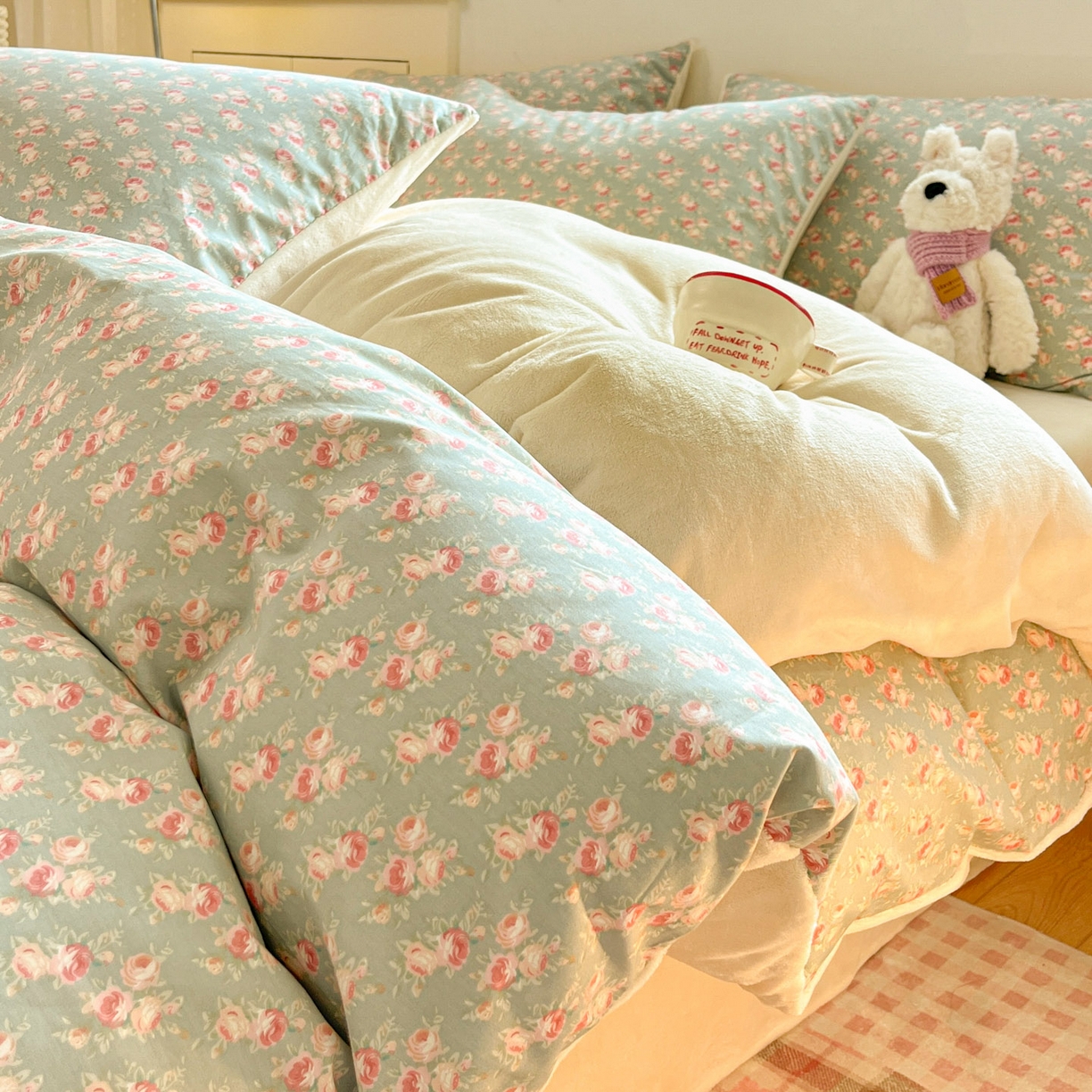 91家纺网 家纺一手货源 找家纺 （总）麦伦家居 2025秋冬新款多功能床品全棉+牛奶绒印花四件套