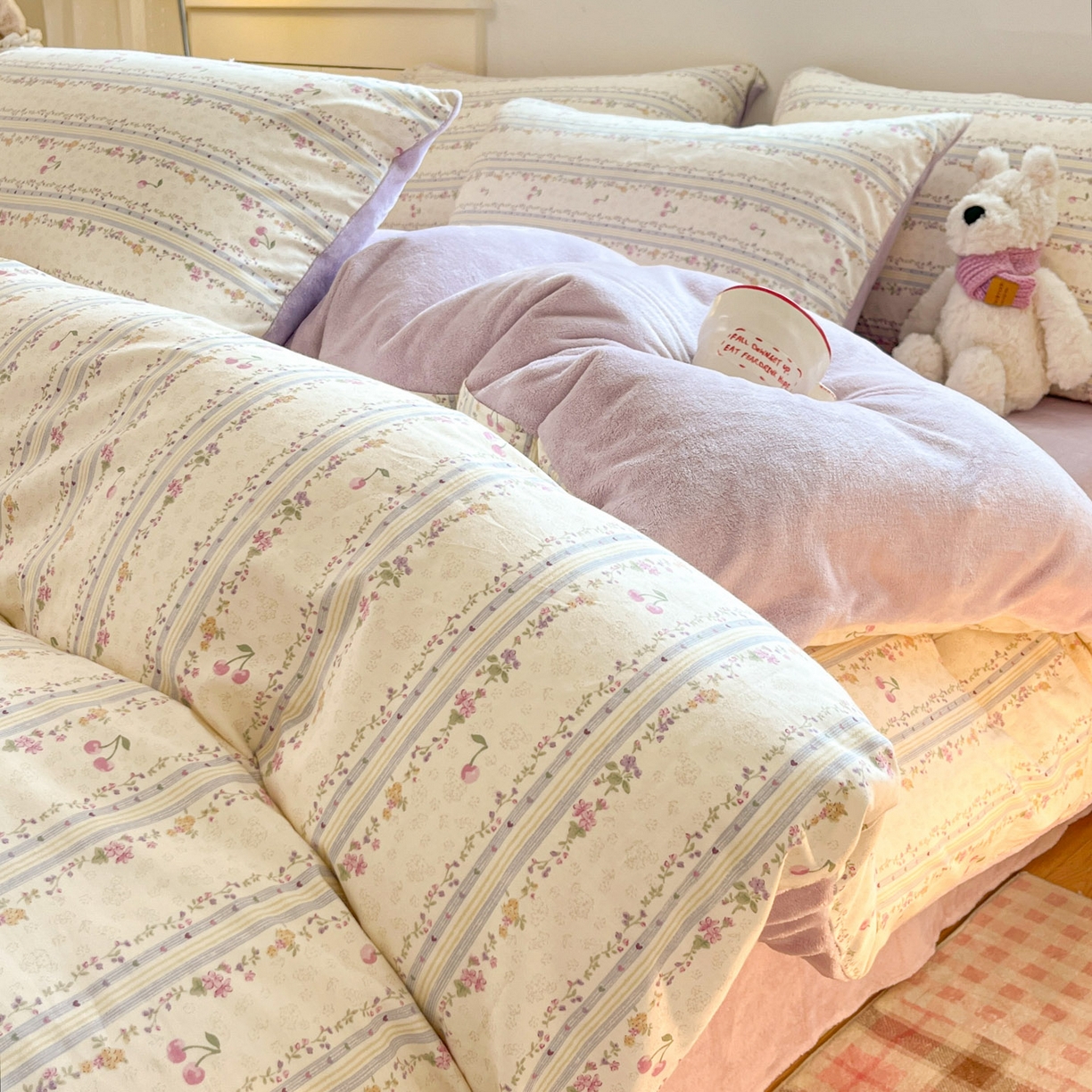 91家纺网 家纺一手货源 找家纺 （总）麦伦家居 2025秋冬新款多功能床品全棉+牛奶绒印花四件套