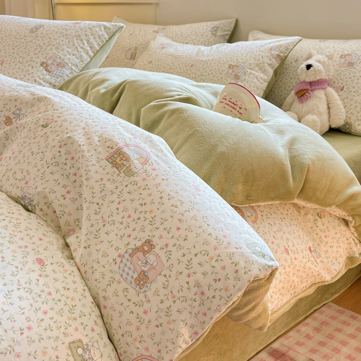 91家纺网 家纺一手货源 找家纺 （总）麦伦家居 2025秋冬新款多功能床品全棉+牛奶绒印花四件套