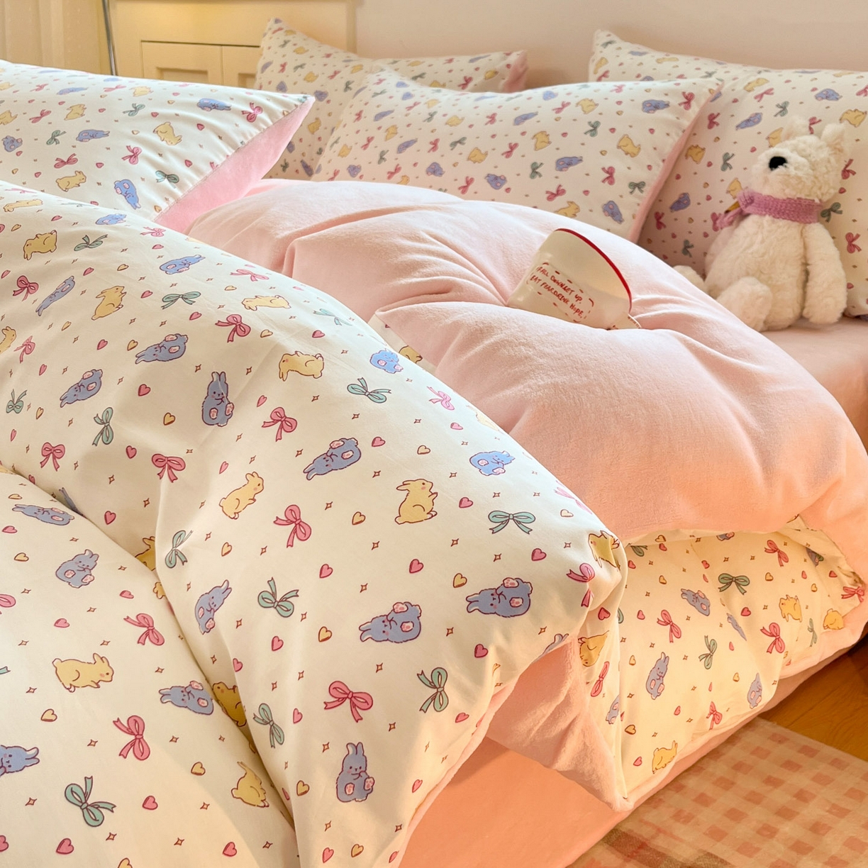 91家纺网 家纺一手货源 找家纺 （总）麦伦家居 2025秋冬新款多功能床品全棉+牛奶绒印花四件套