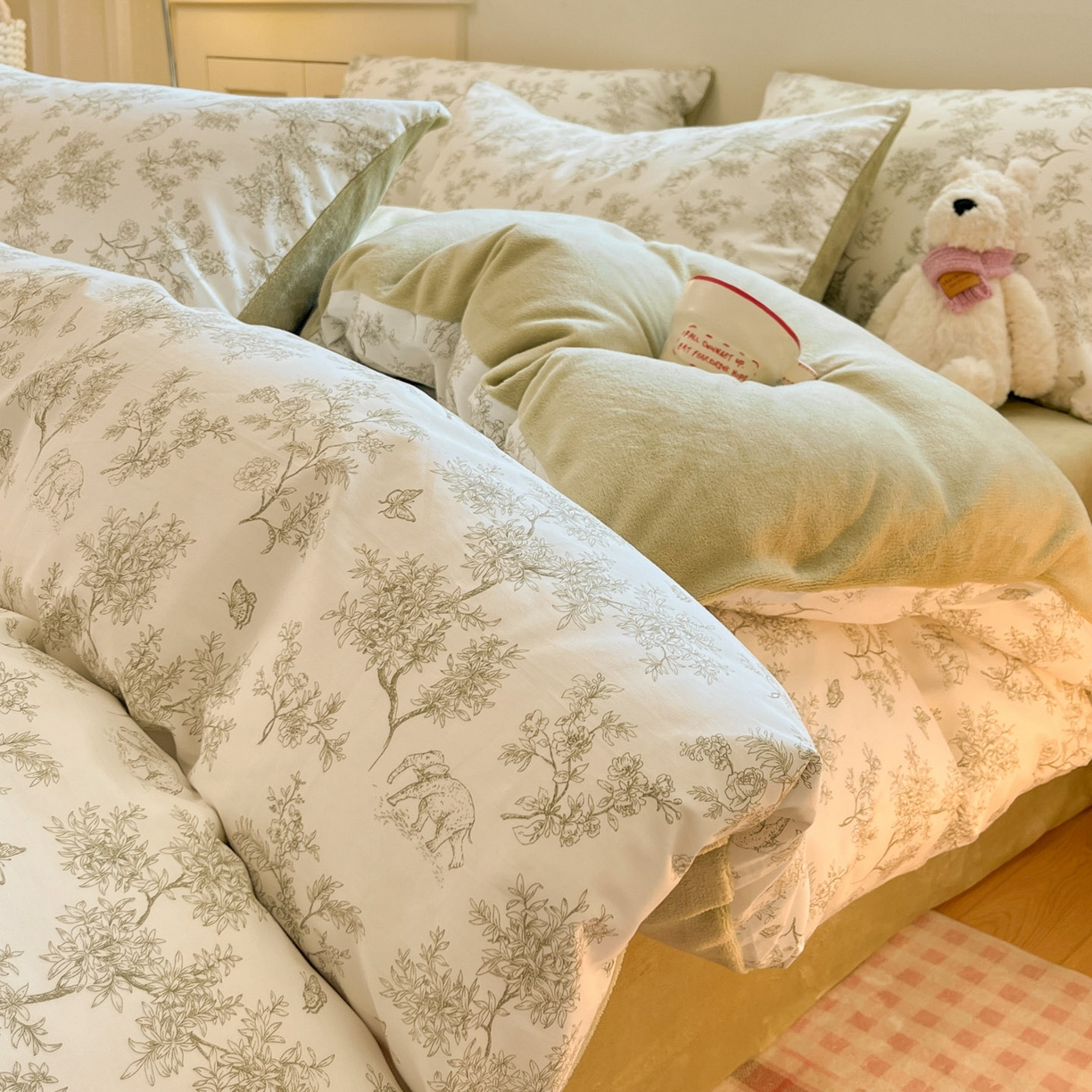 91家纺网 家纺一手货源 找家纺 （总）麦伦家居 2025秋冬新款多功能床品全棉+牛奶绒印花四件套