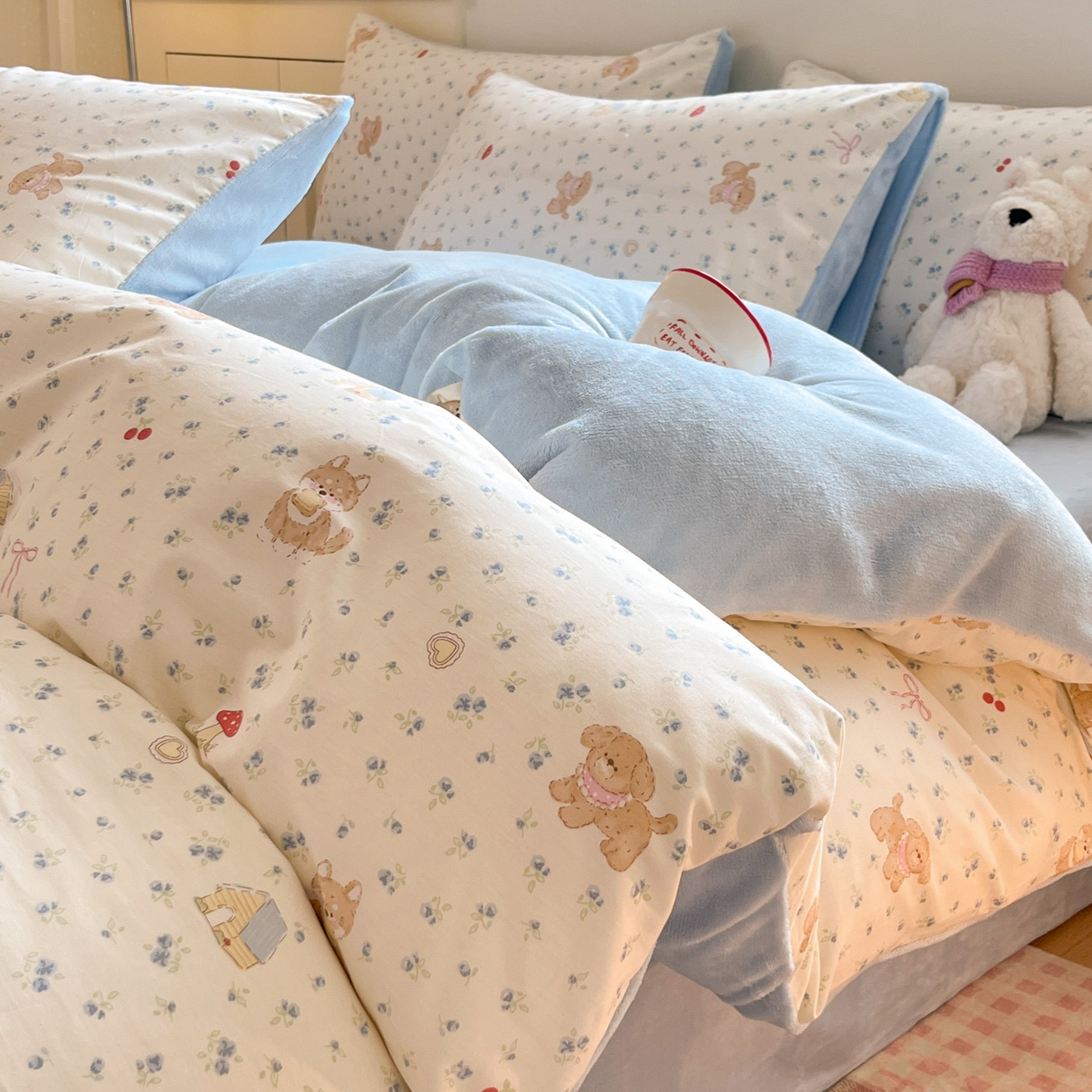 91家纺网 家纺一手货源 找家纺 （总）麦伦家居 2025秋冬新款多功能床品全棉+牛奶绒印花四件套