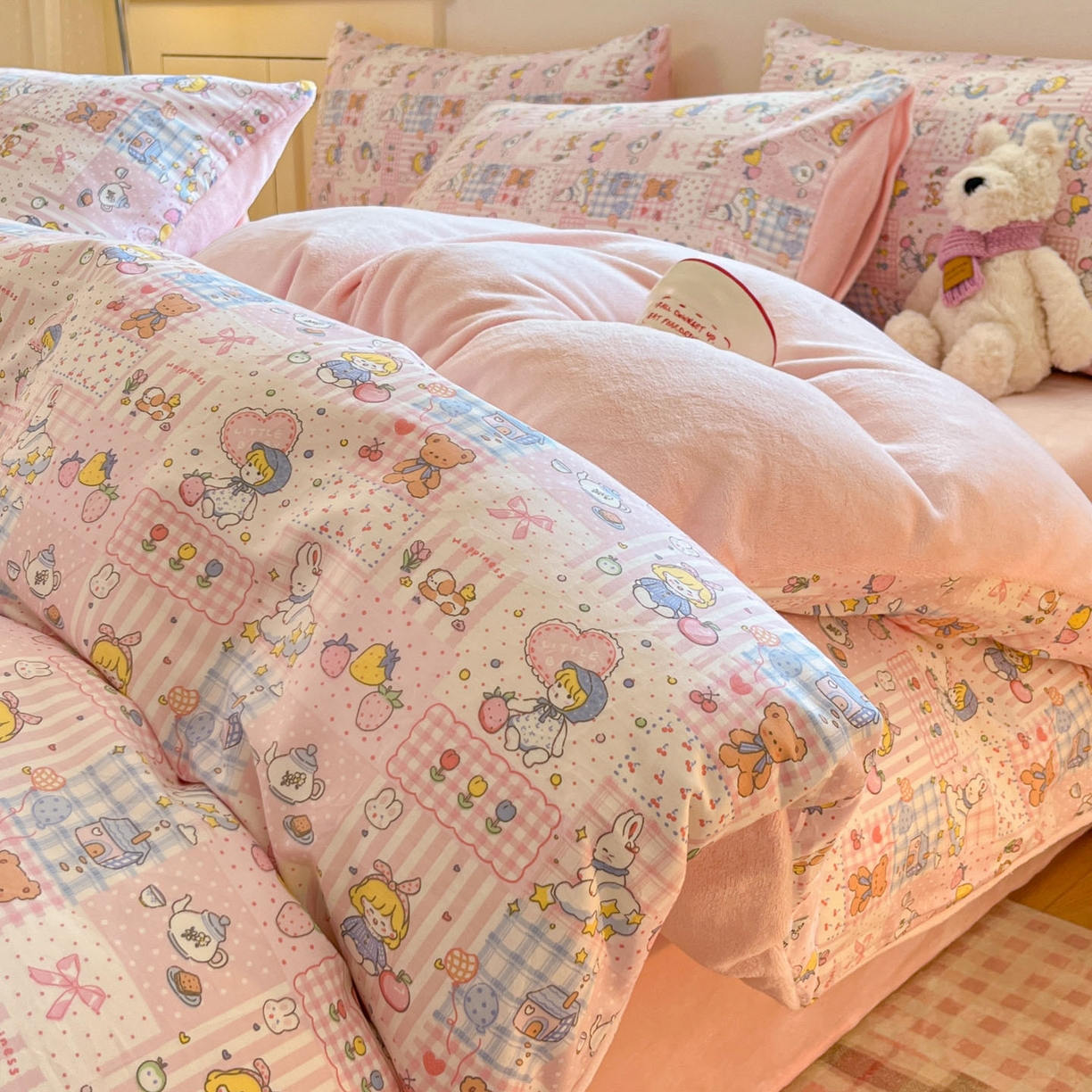 91家纺网 家纺一手货源 找家纺 （总）麦伦家居 2025秋冬新款多功能床品全棉+牛奶绒印花四件套