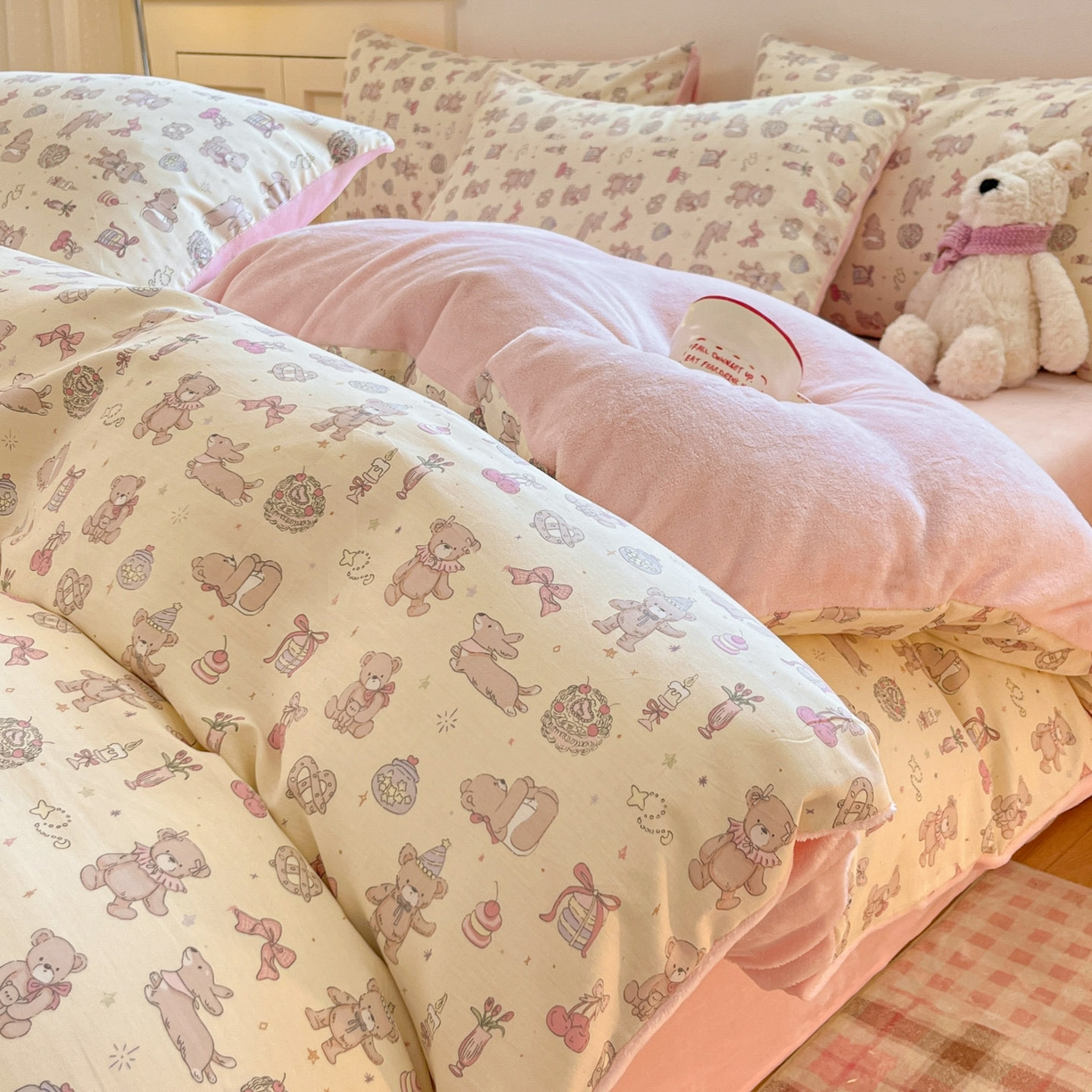 91家纺网 家纺一手货源 找家纺 （总）麦伦家居 2025秋冬新款多功能床品全棉+牛奶绒印花四件套