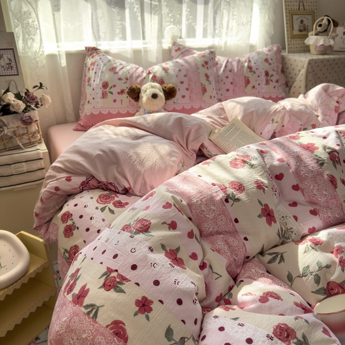 花伞家居 2025新款印花双层纱四件套（提供买家秀） 热恋城堡