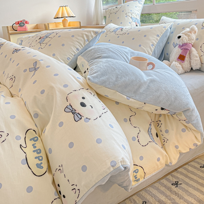 91家纺网 家纺一手货源 找家纺 （总）麦伦家居 2025秋冬新款多功能床品全棉+牛奶绒印花四件套