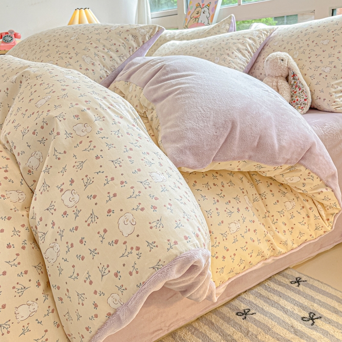 91家纺网 家纺一手货源 找家纺 （总）麦伦家居 2025秋冬新款多功能床品全棉+牛奶绒印花四件套