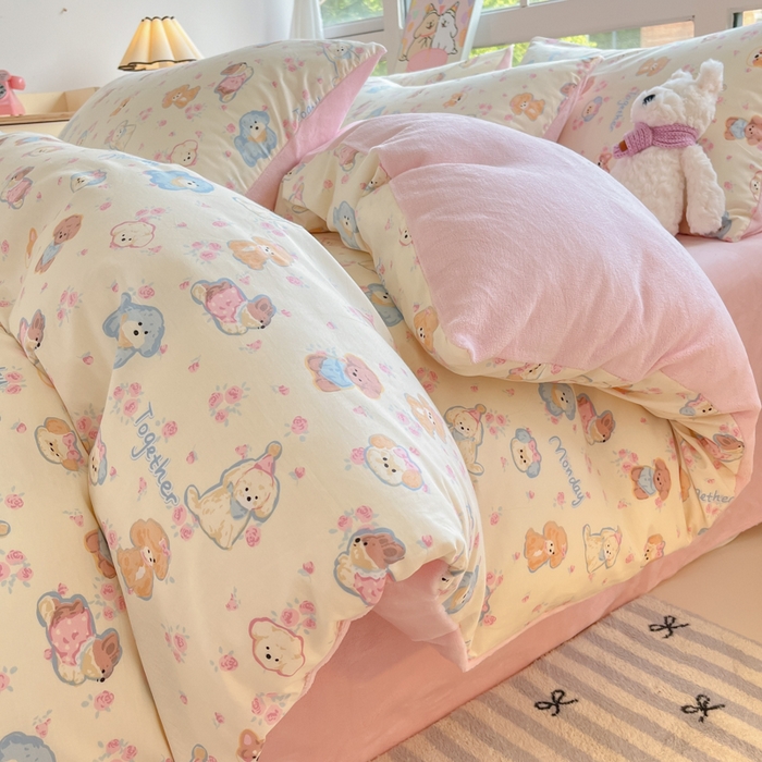 91家纺网 家纺一手货源 找家纺 （总）麦伦家居 2025秋冬新款多功能床品全棉+牛奶绒印花四件套