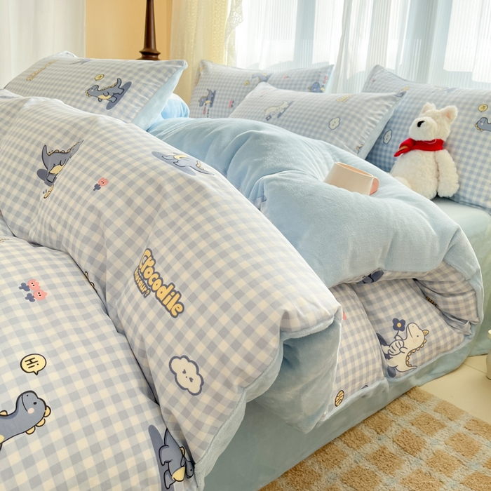 91家纺网 家纺一手货源 找家纺 （总）麦伦家居 2025秋冬新款多功能床品全棉+牛奶绒印花四件套