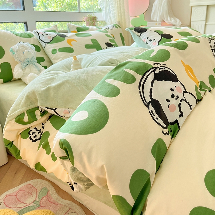 91家纺网 家纺一手货源 找家纺 （总）麦伦家居 2025秋冬新款多功能床品全棉+牛奶绒印花四件套