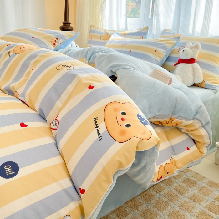 91家纺网 家纺一手货源 找家纺 （总）麦伦家居 2025秋冬新款多功能床品全棉+牛奶绒印花四件套