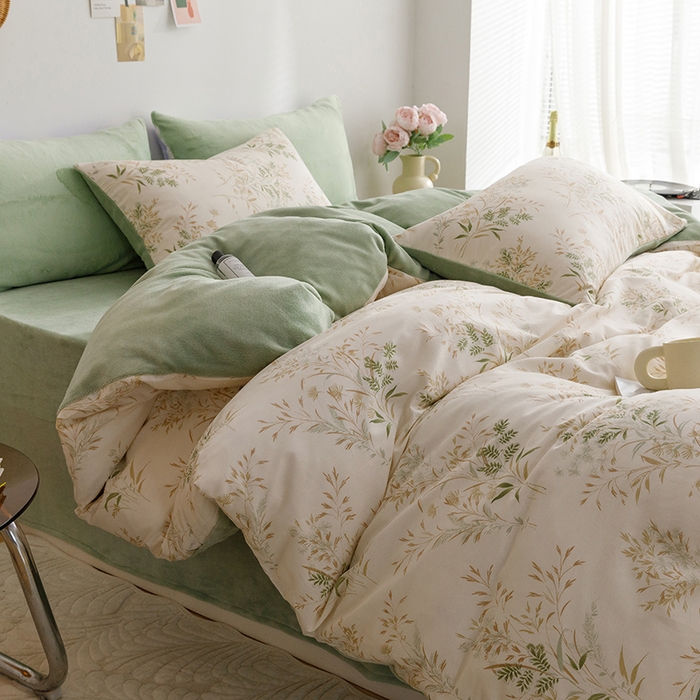 91家纺网 家纺一手货源 找家纺 （总）麦伦家居 2025秋冬新款多功能床品全棉+牛奶绒印花四件套