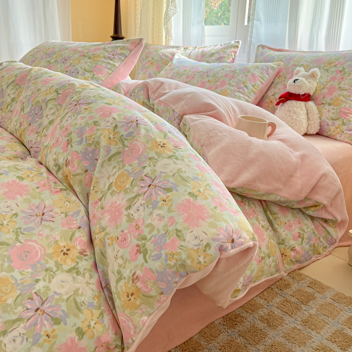 91家纺网 家纺一手货源 找家纺 （总）麦伦家居 2025秋冬新款多功能床品全棉+牛奶绒印花四件套