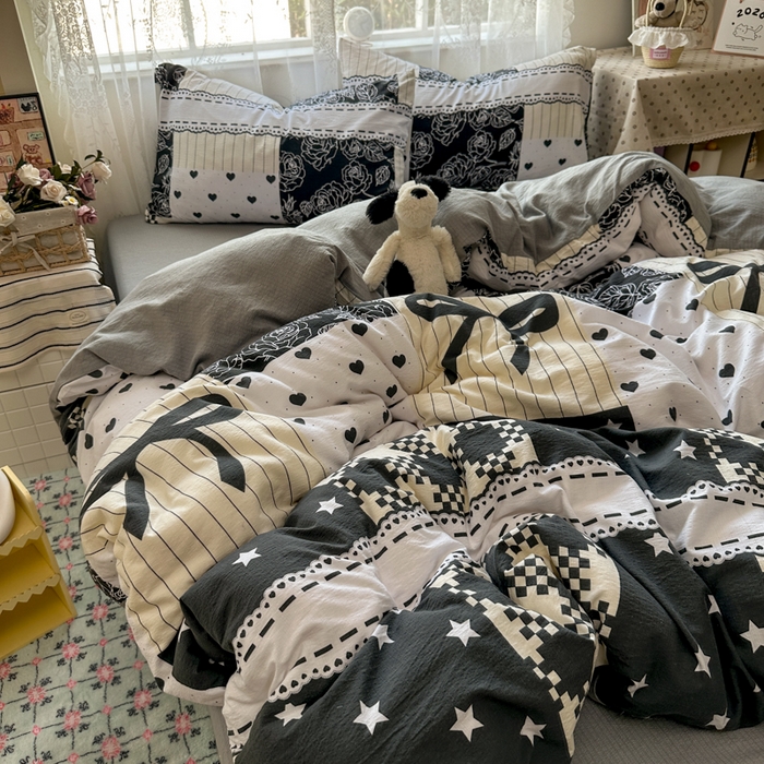 91家纺网 家纺一手货源 找家纺 花伞家居 2025新款印花双层纱四件套（提供买家秀） 维壹